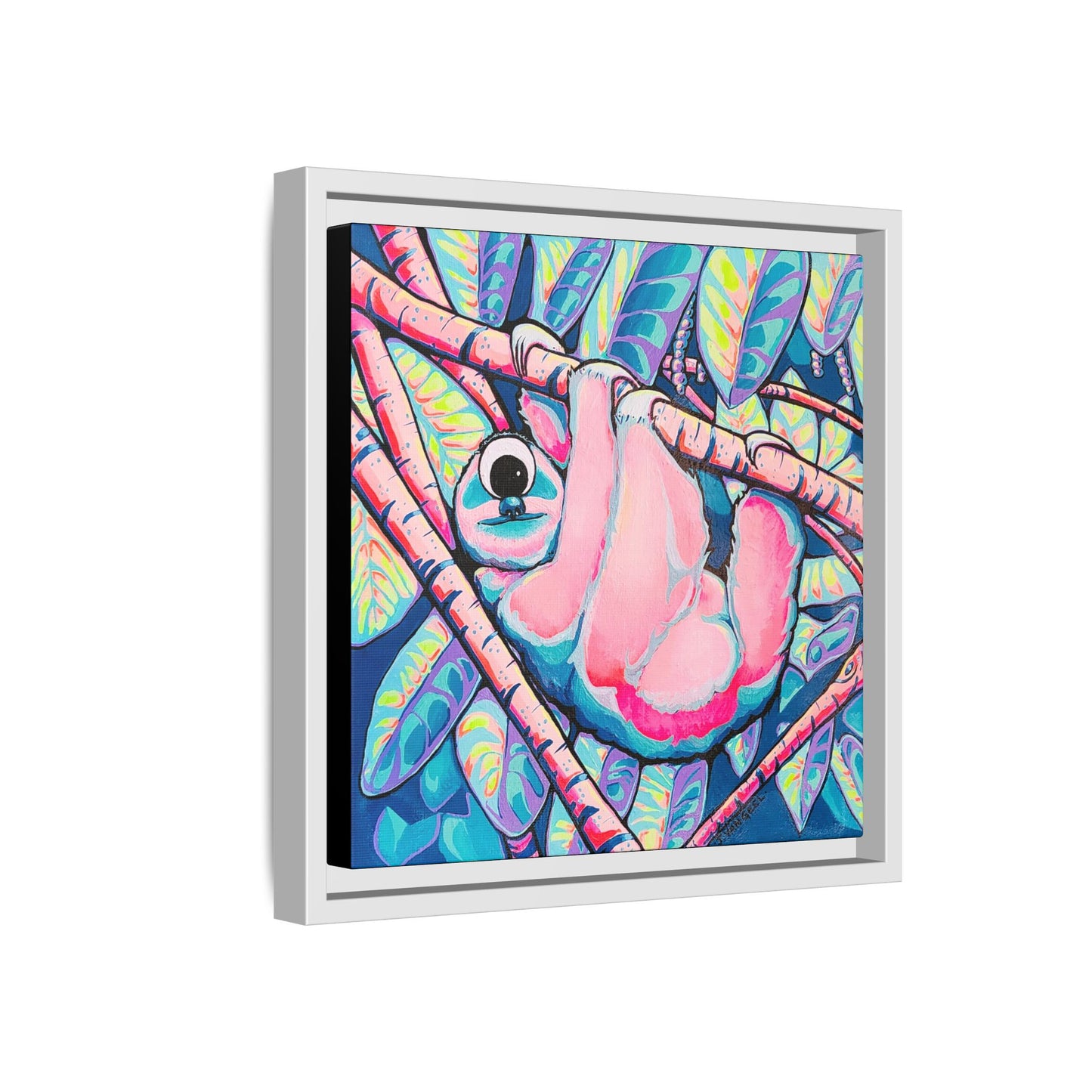 Framed Cyclops Sloth Canvas Print