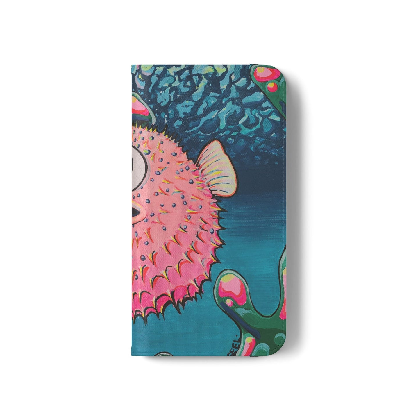 Cyclops Pufferfish Flip Phone Case – Wallet Cover with Card Slots