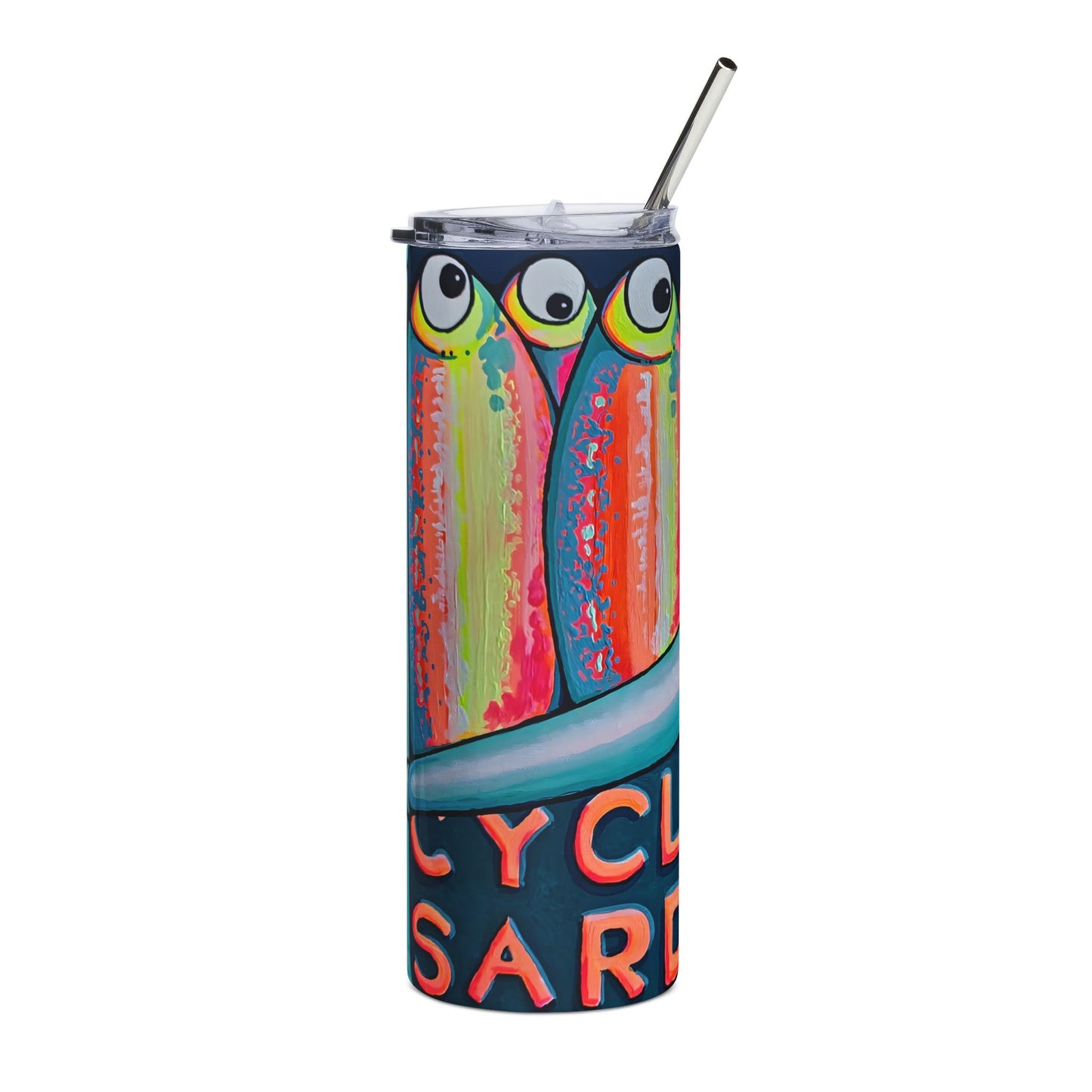Neon Sardines Stainless Steel Tumbler, 20oz | Fun Travel Mug, Eco-Friendly