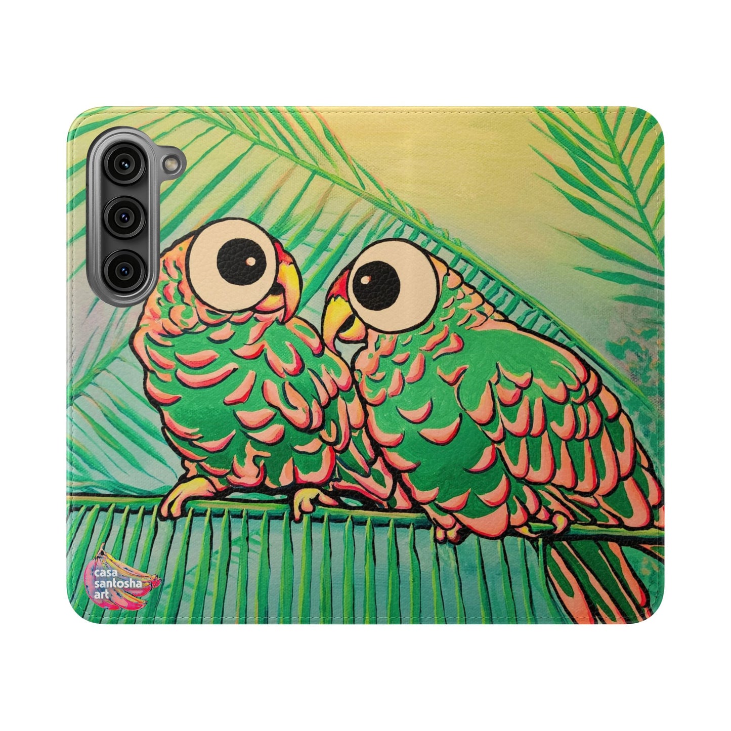 Chatty Cyclops Parrots Flip Phone Case – Wallet Cover with Card Slots