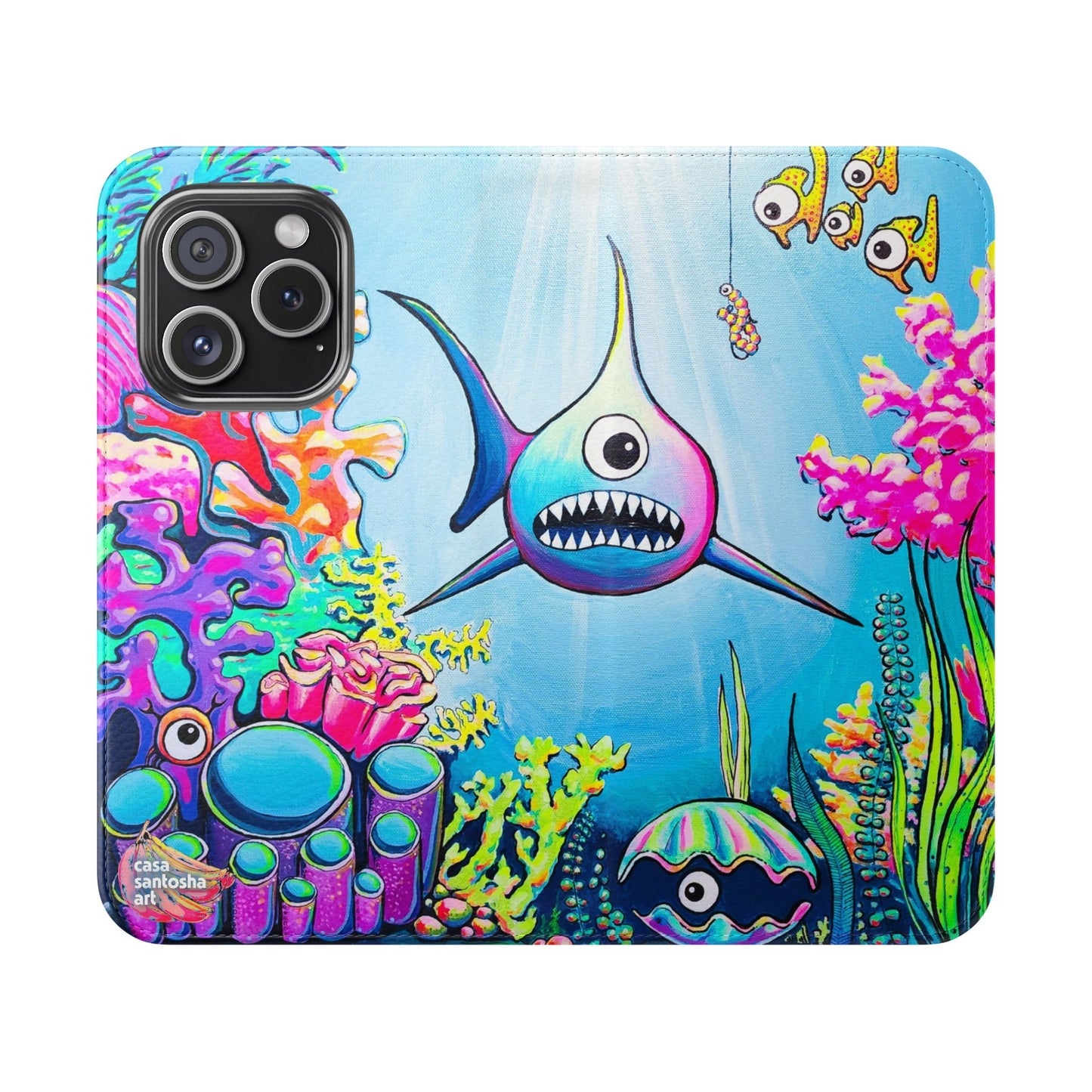 Cyclops Shark Flip Phone Case – Wallet Cover with Card Slots