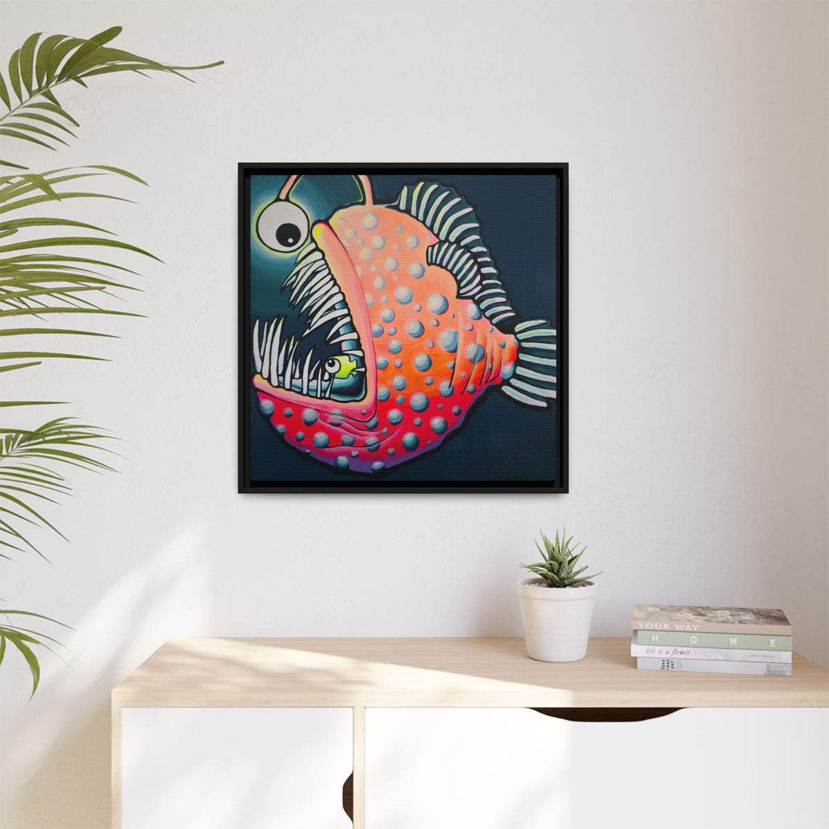 Framed Cyclops Anglerfish Canvas Wall Art