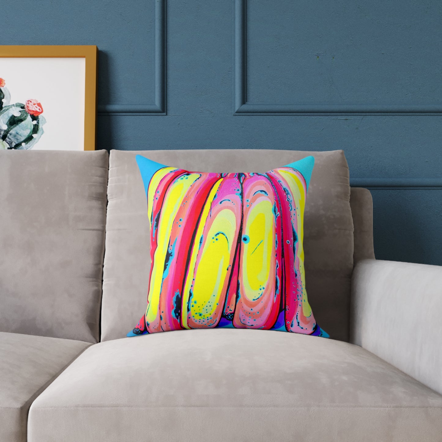 Neon Fat Bananas Art Canvas Decorative Pillow