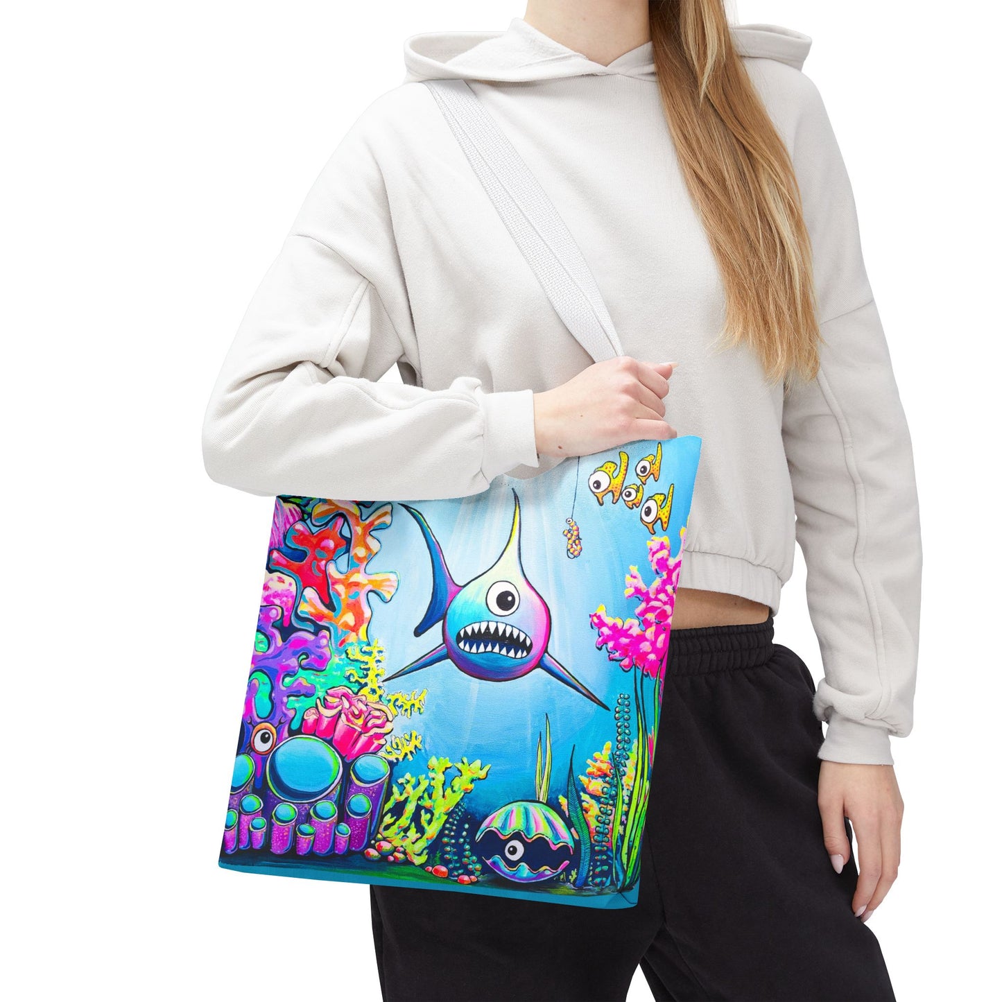 Premium Cyclops Shark Tote Bag, Original Artist Design, Reusable Shopping Tote,  Eco-Friendly