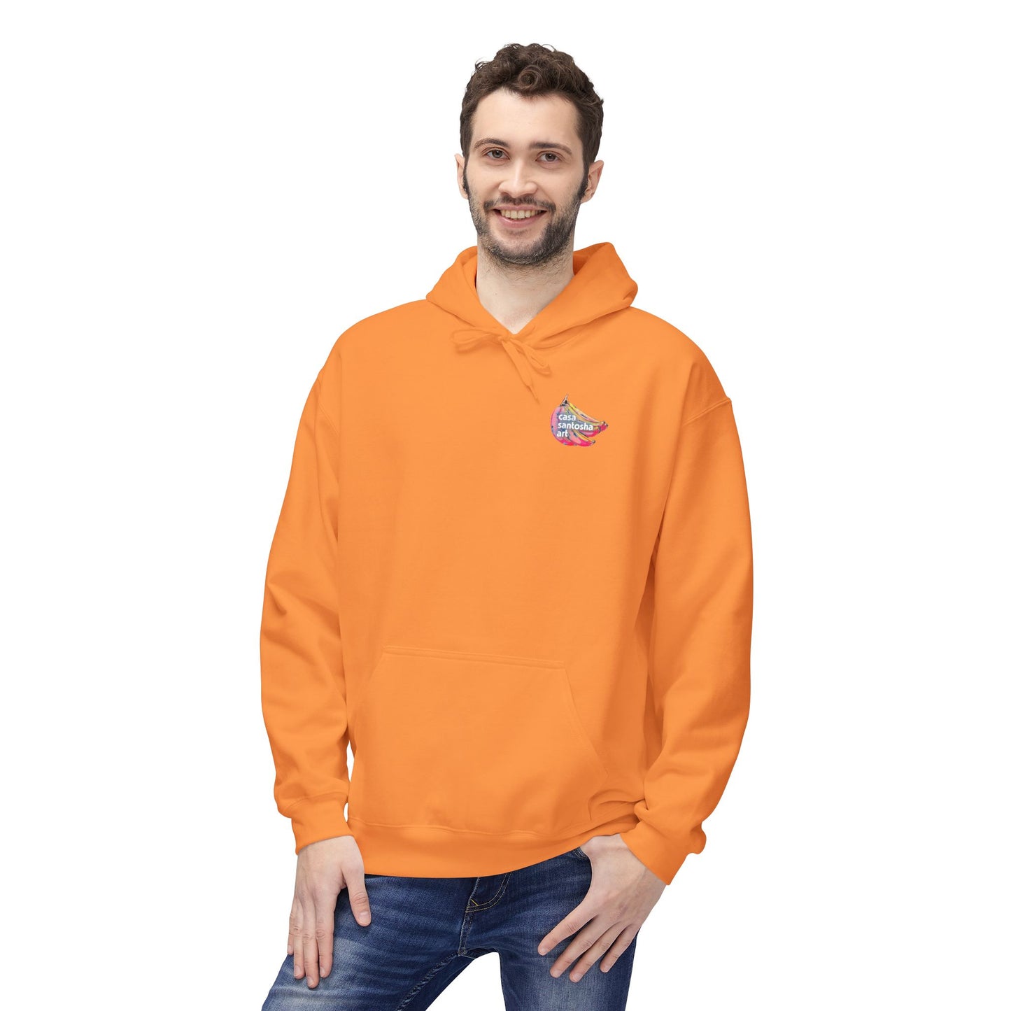 Sweat à capuche doux unisexe néon motif sushis