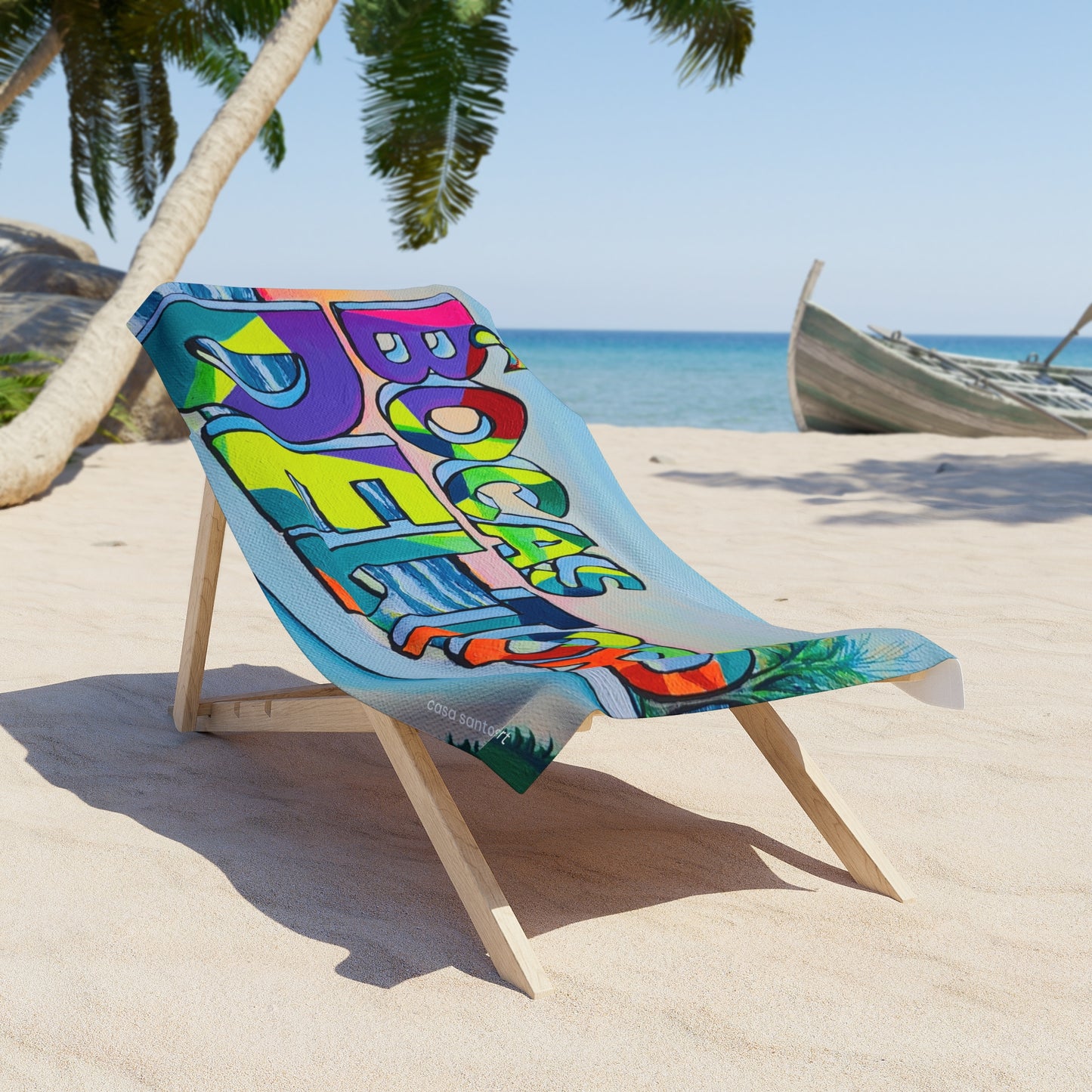 Bocas Del Toro Sign Beach Towel for Summer Fun and Vacation Essentials