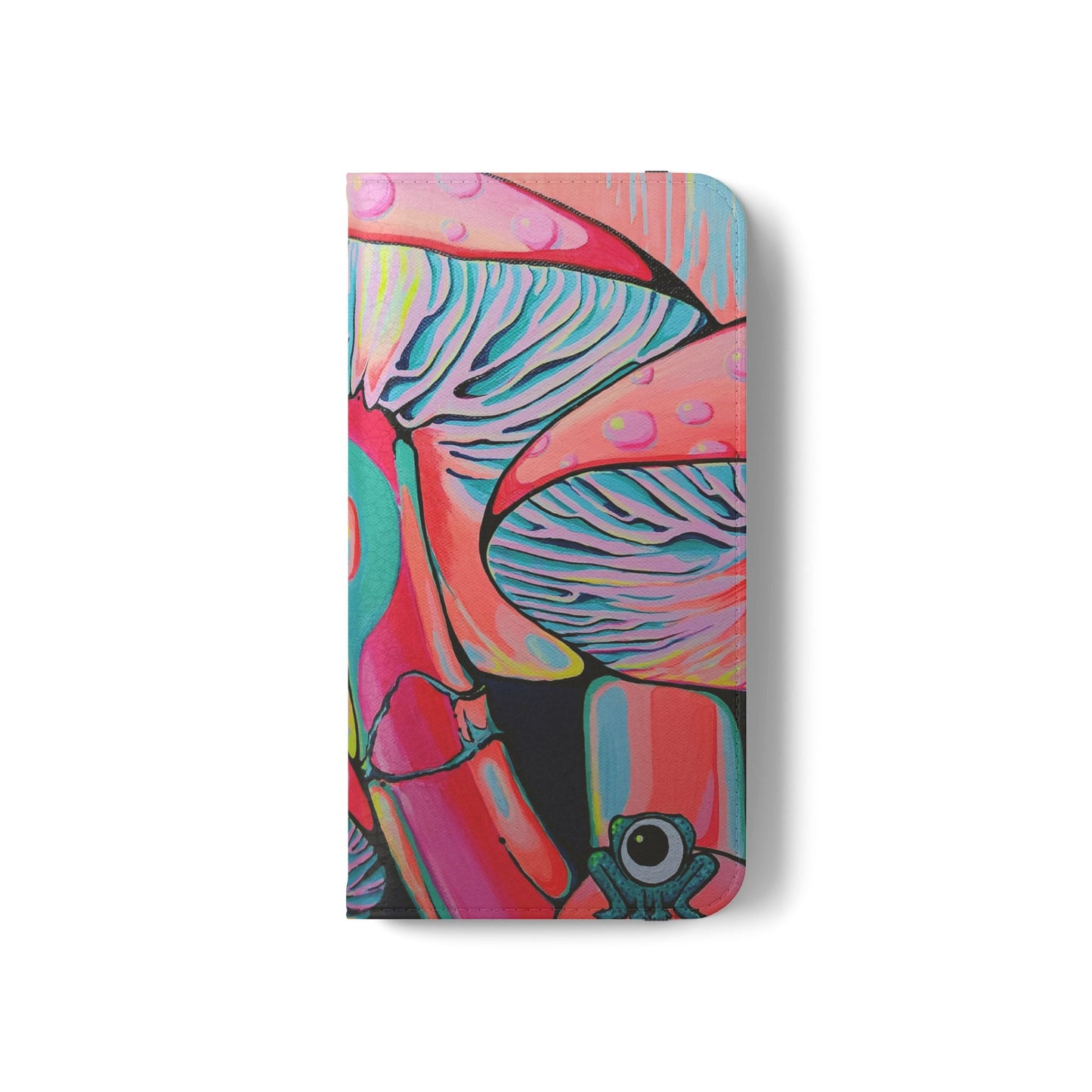 Trippy Mushrooms Flip Phone Case – Wallet Cover with Card Slots