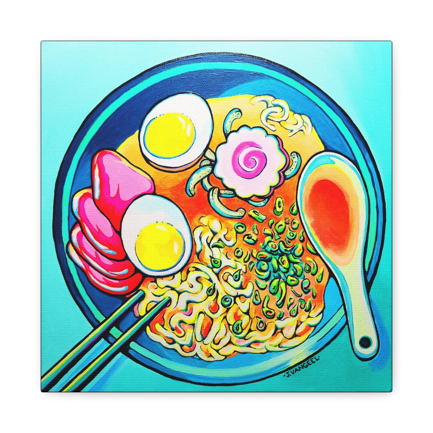 Neon Ramen Canvas Print, Original Artist Design, Home Decor Wall Art