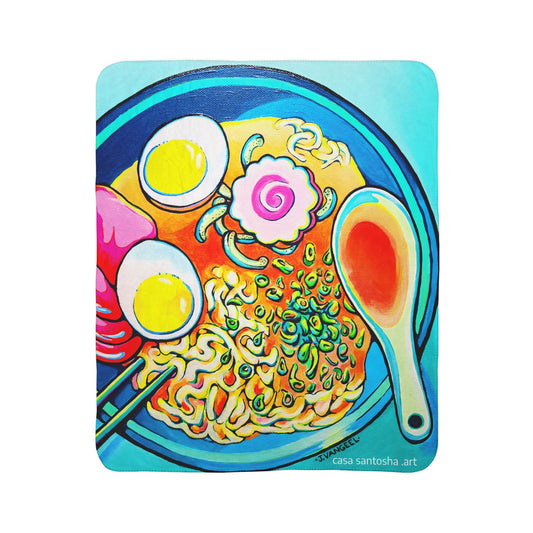 Neon Ramen Fleece Sherpa Blanket