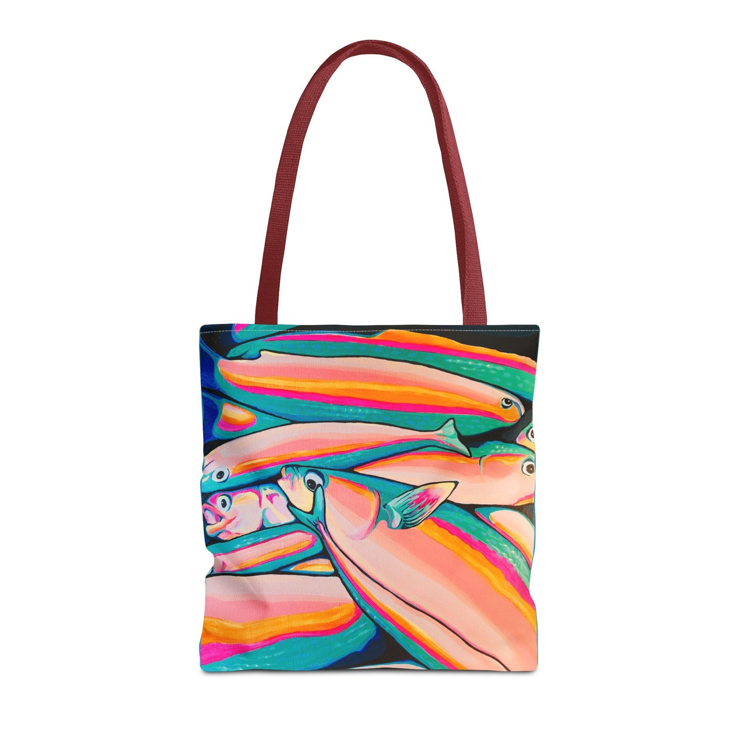 Premium Neon Fish Tote Bag, Original Artist Design, Reusable Shopping Tote, Eco-Friendly