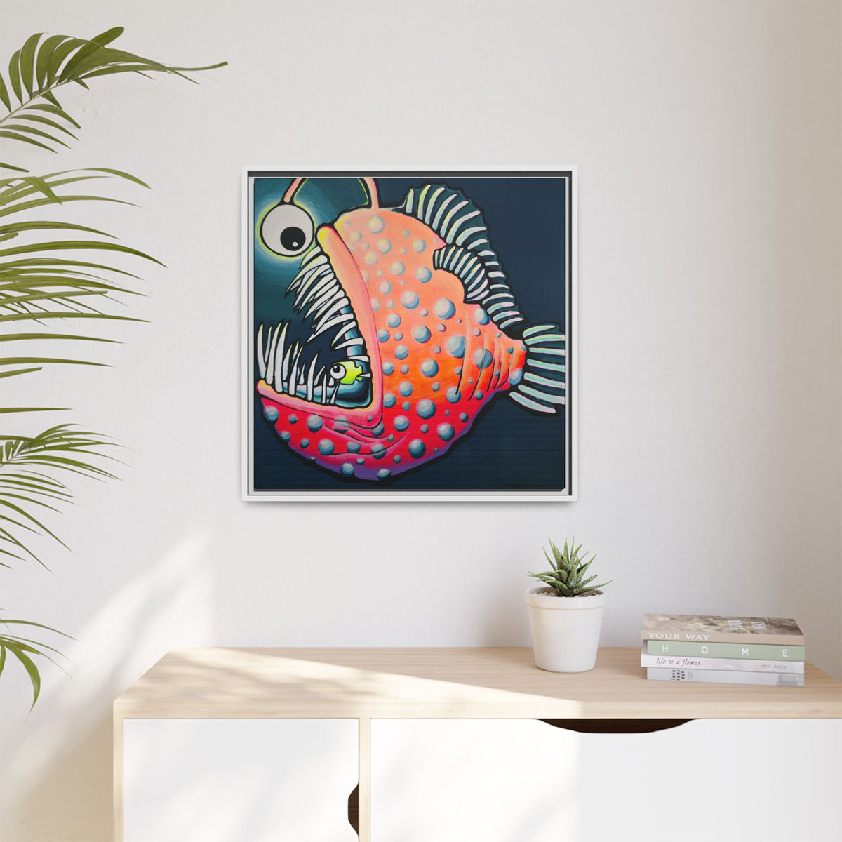 Framed Cyclops Anglerfish Canvas Wall Art