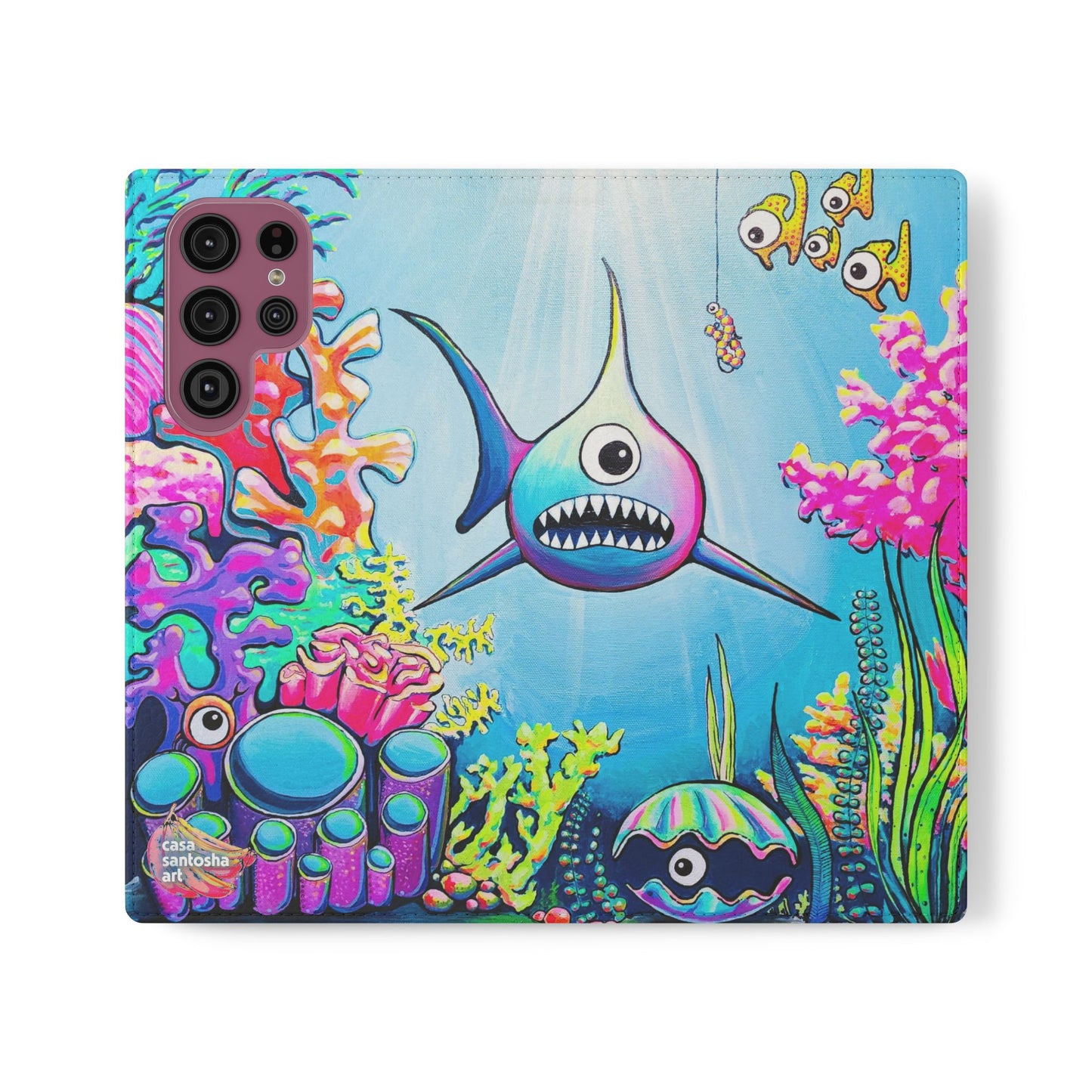 Cyclops Shark Flip Phone Case – Wallet Cover with Card Slots