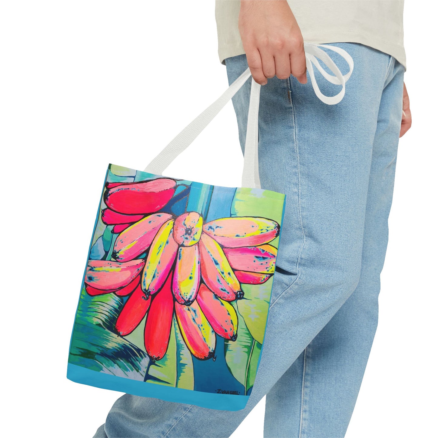 Premium Neon Primitivo Bananas Tote Bag, Original Artist Design, Reusable Shopping Tote, Eco-Friendly