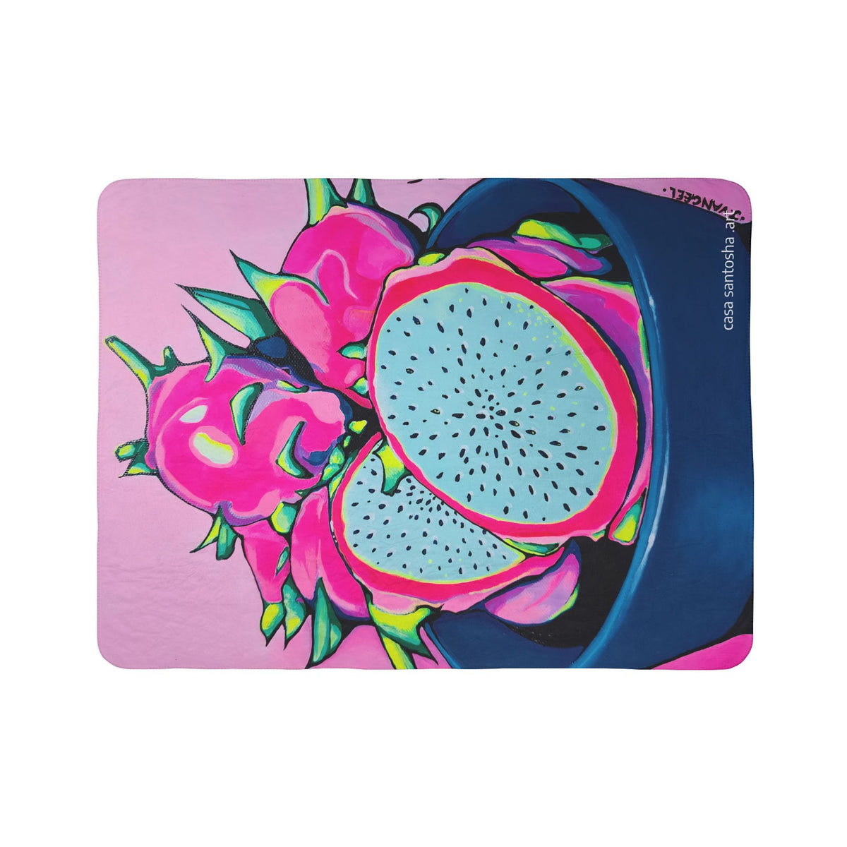 Neon Pink Dragon Fruit Fleece Sherpa Blanket
