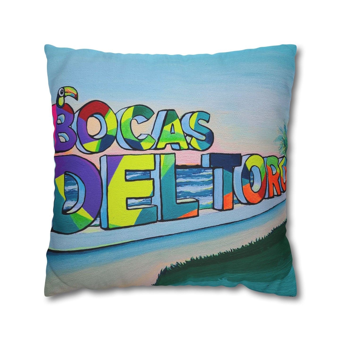Bocas Del Toro Sign Pillowcase for Throw Pillow, Cover Only