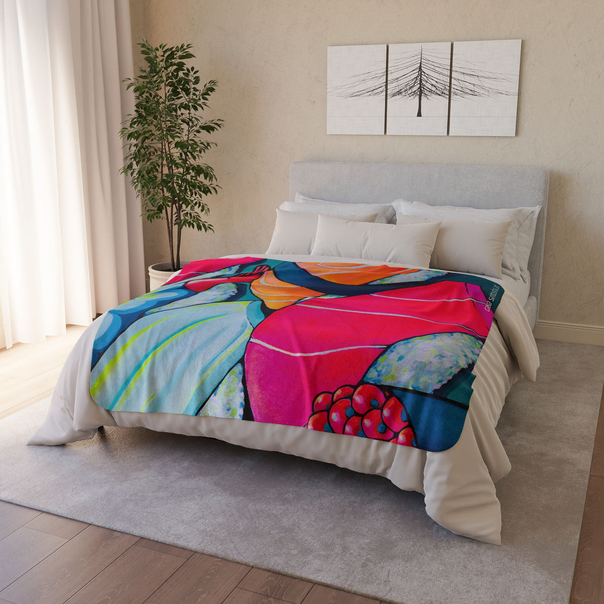 Neon Sushi Fleece Sherpa Blanket
