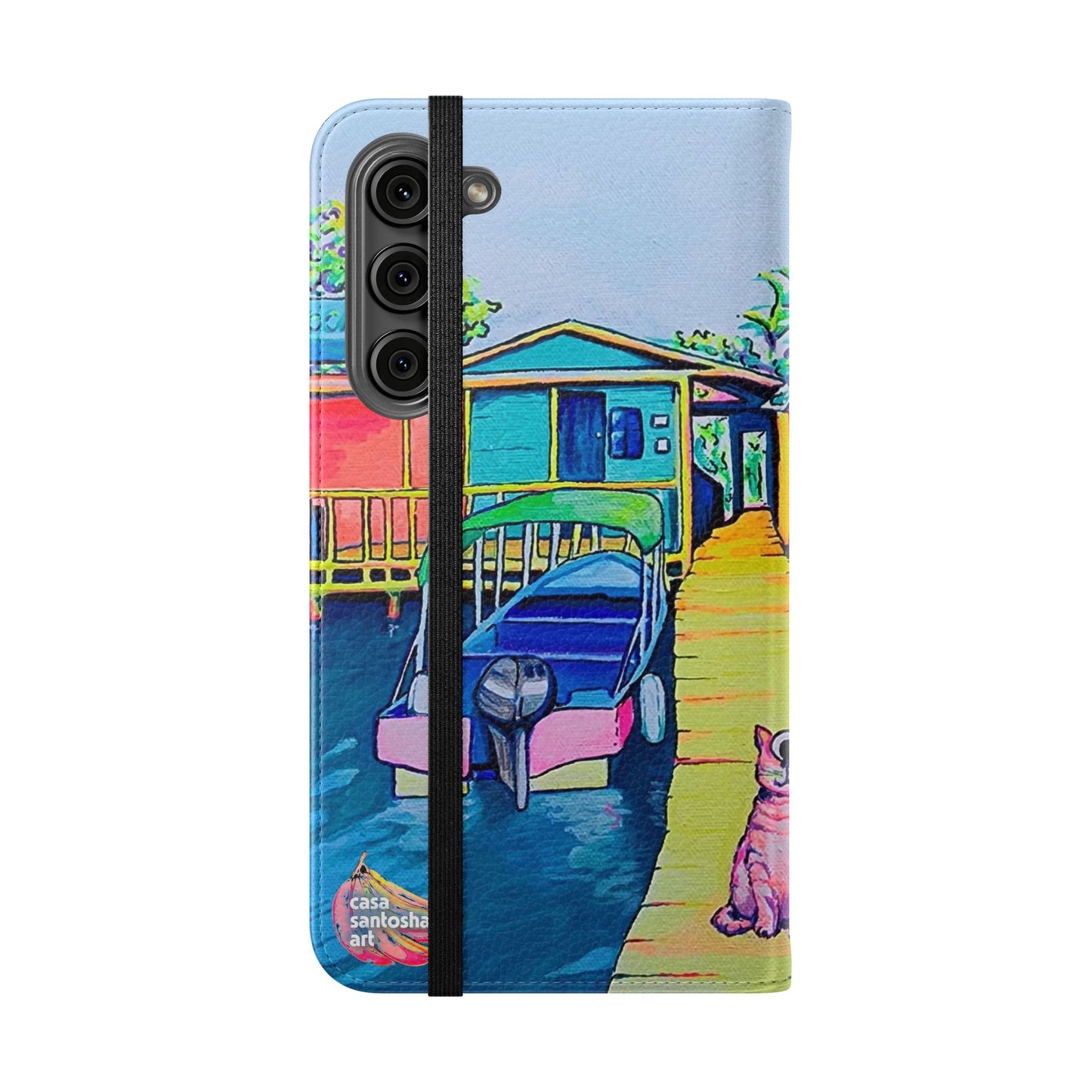 Cyclops Cat and Dog in Bocas Flip Phone Case – Wallet Cover with Card Slots