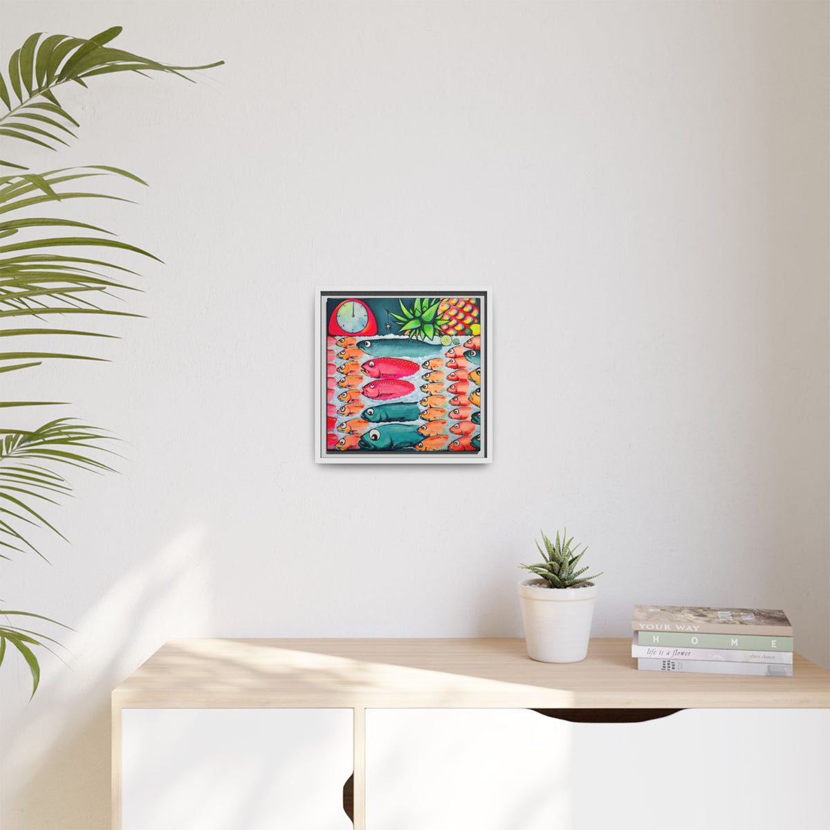 Framed Neon Cabo Fish Market Canvas Wall Art