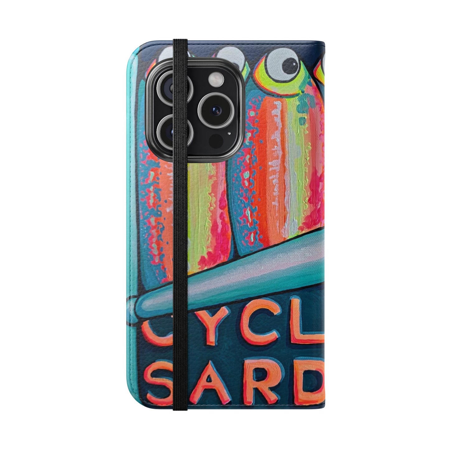 Neon Sardines Flip Phone Case – Wallet Cover with Card Slots
