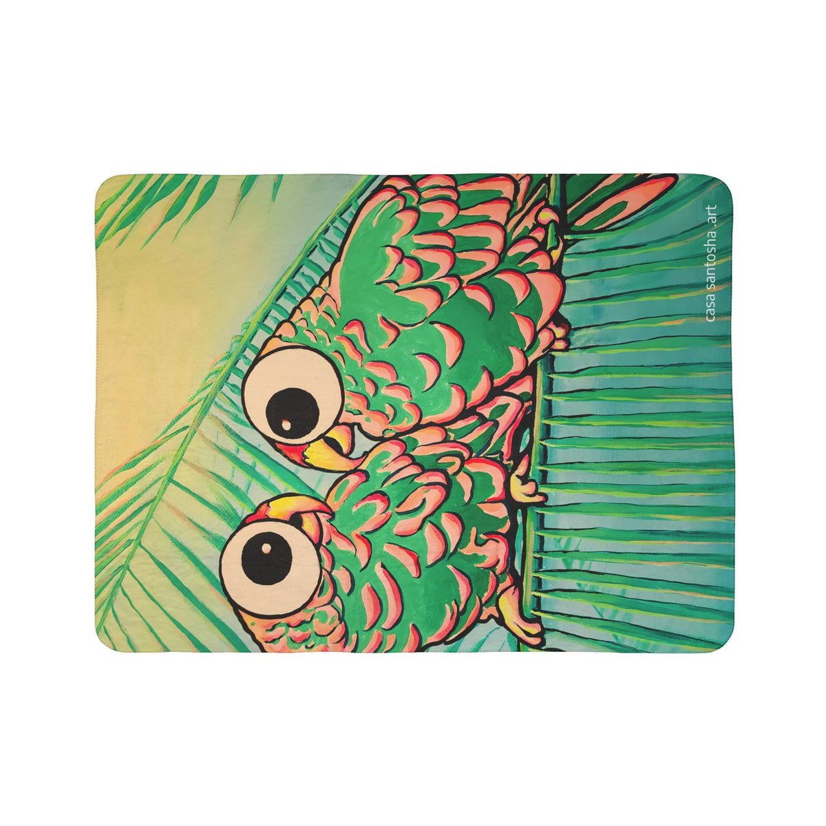Chatty Cyclops Parrots Fleece Sherpa Blanket