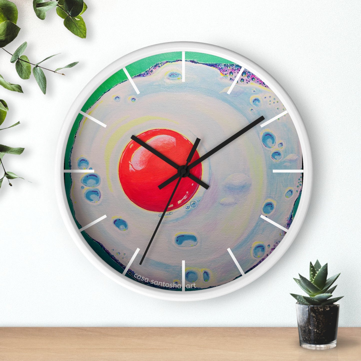 Neon Fried Egg Pop Art Wall Clock