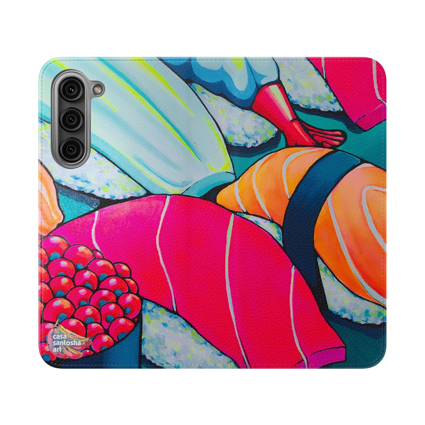 Étui portefeuille pour téléphone à clapet Neon Sushi avec porte-cartes