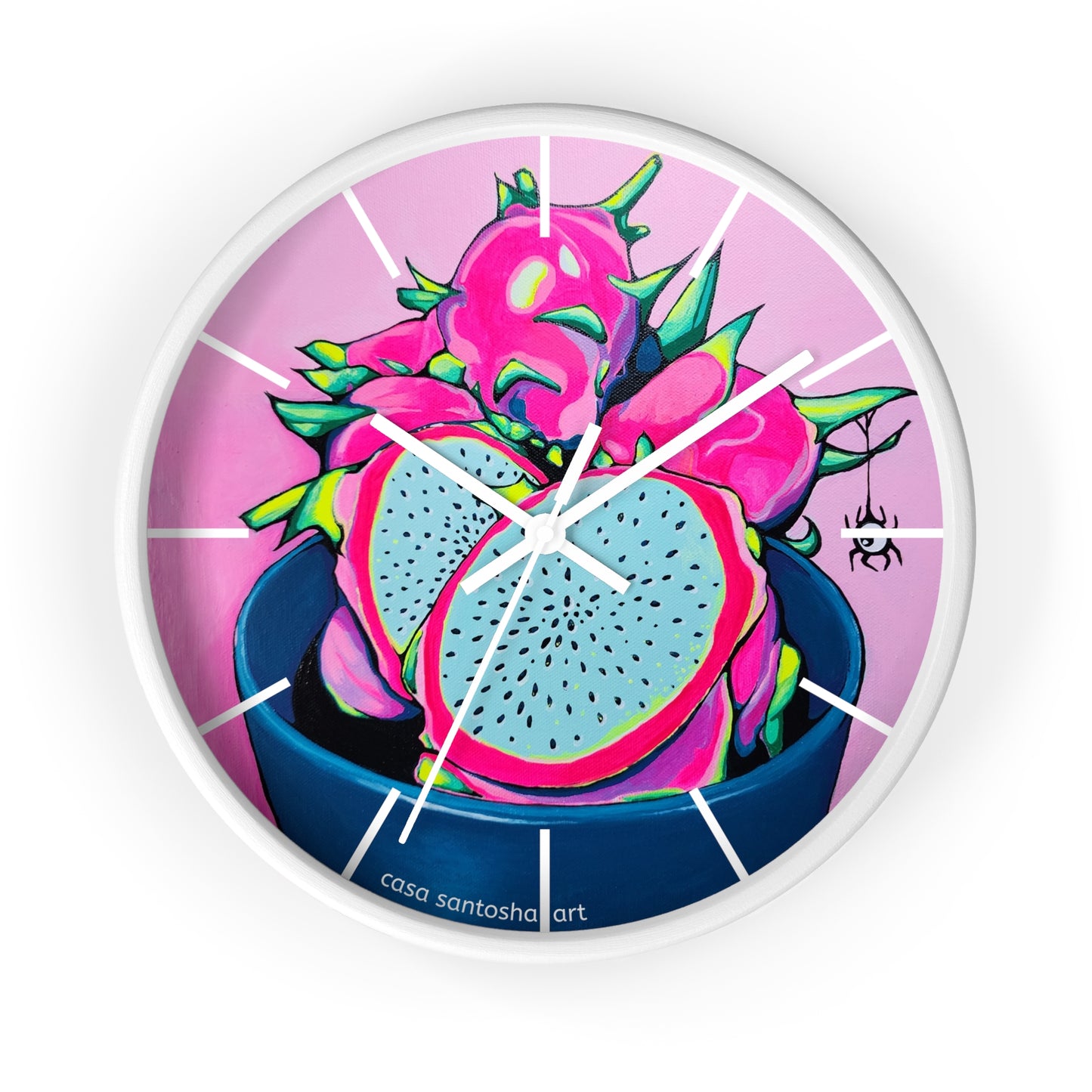 Neon Pink Dragon Fruit Pop Art Wall Clock