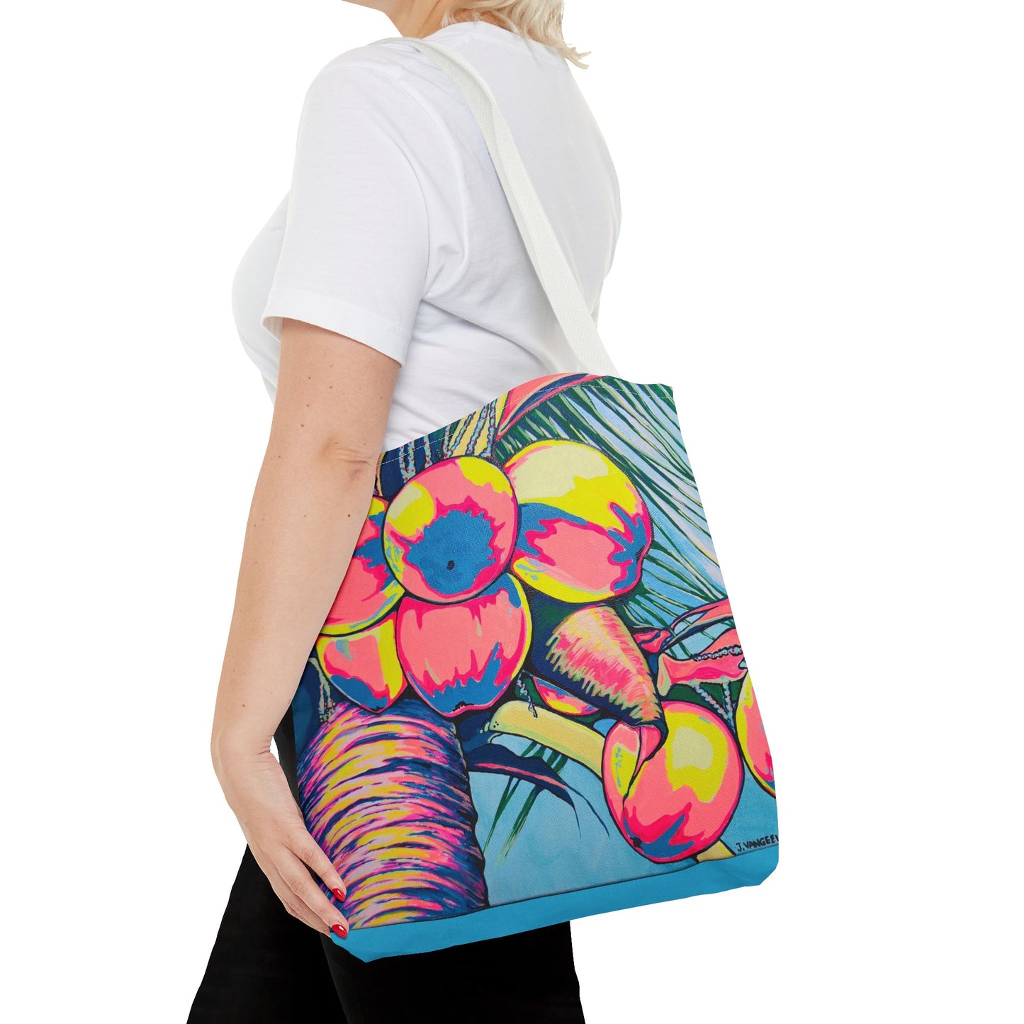 Premium Neon Coconuts Tote Bag, Original Artist Design, Reusable Shopping Tote, Eco-Friendly
