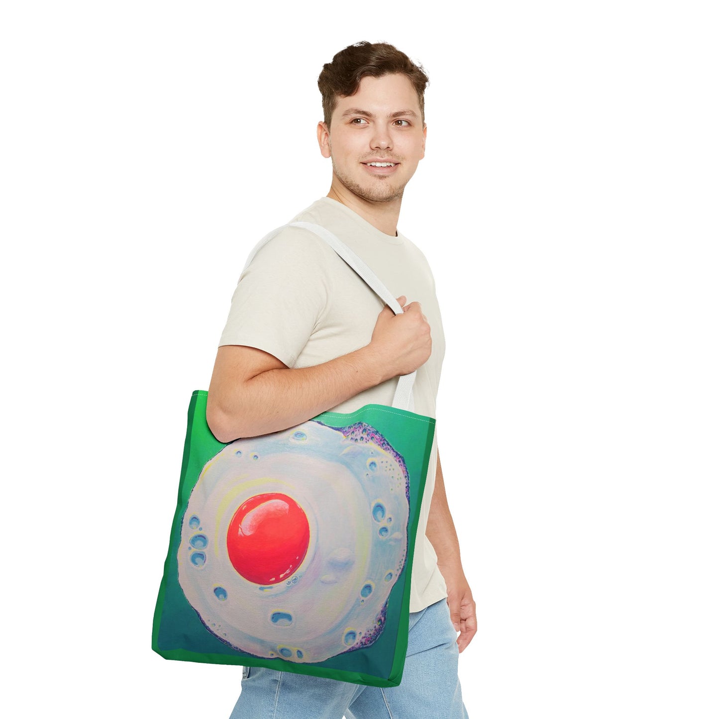 Premium Neon Fried Egg Tote Bag, Original Artist Design, Reusable Shopping Tote,  Eco-Friendly