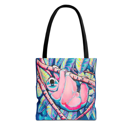 Premium Colorful Sloth Tote Bag, Original Artist Design, Reusable Shopping Tote, Eco-Friendly