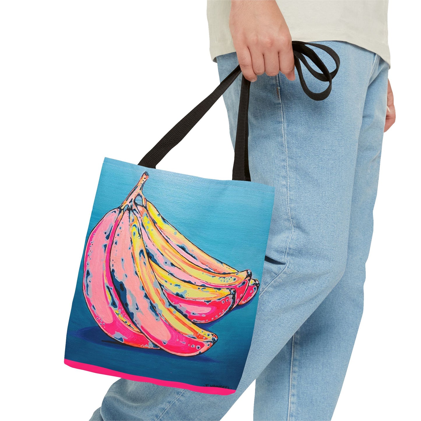 Premium Neon Bananas Tote Bag, Original Artist Design, Reusable Shopping Tote, Eco-Friendly