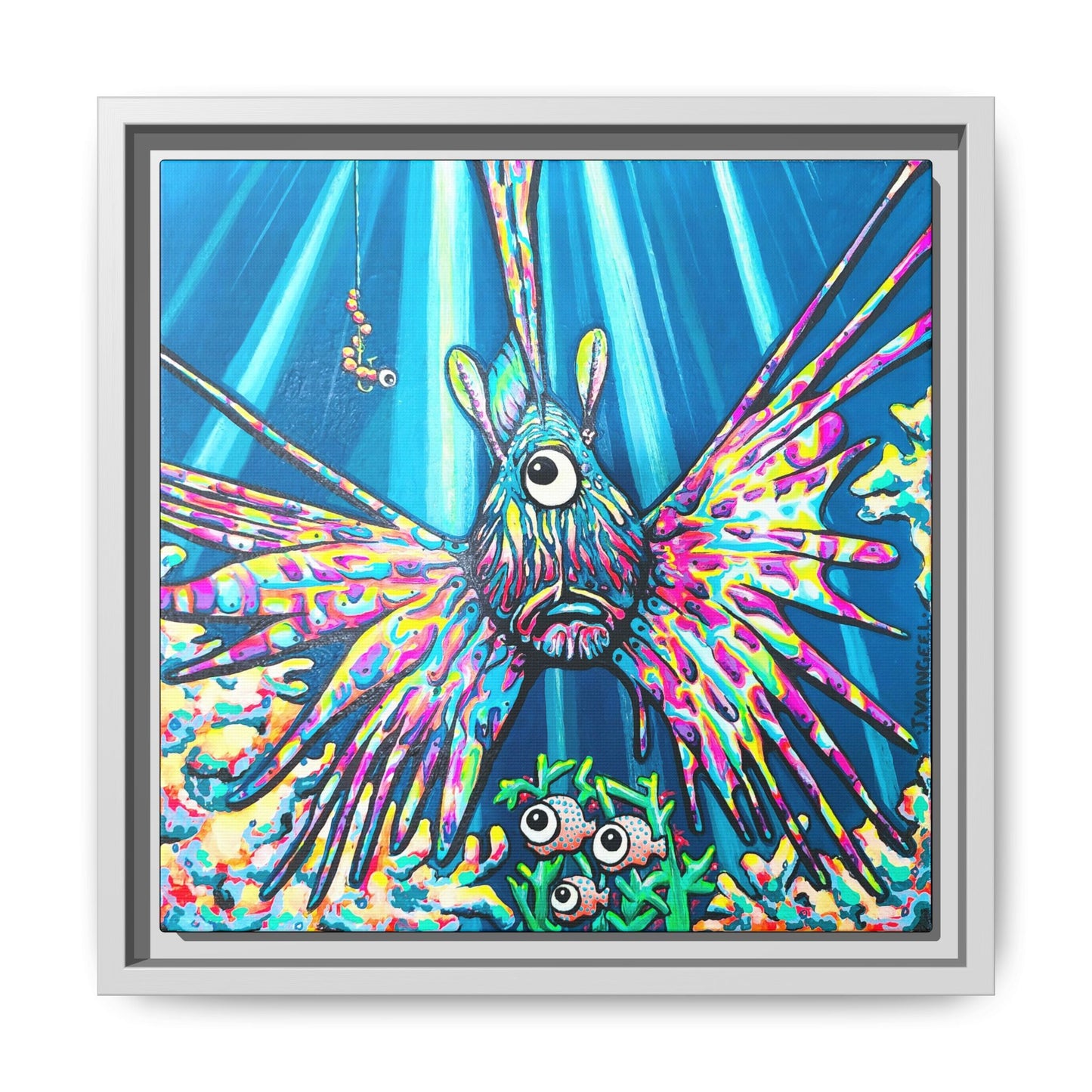 Framed Cyclops Lionfish Canvas Print