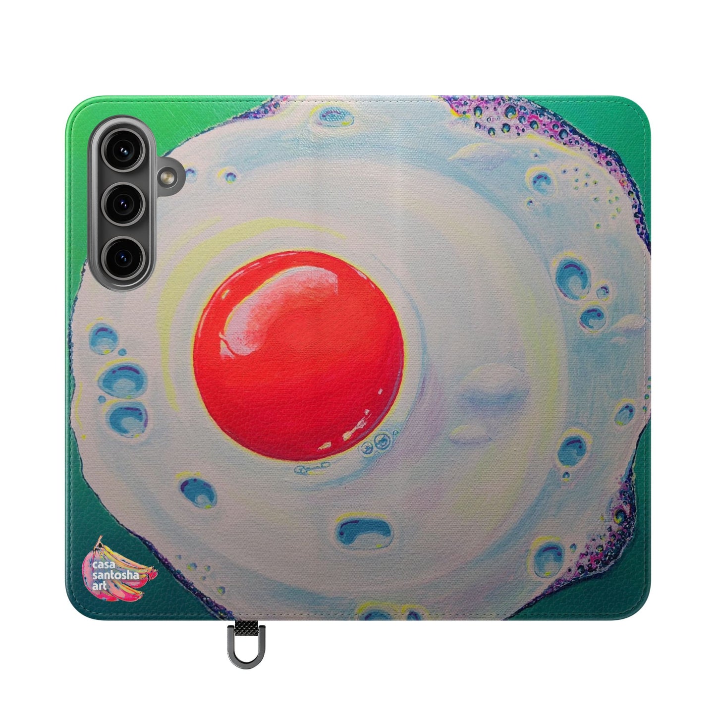 Neon Fried Egg Flip Phone Case – Wallet Cover with Card Slots