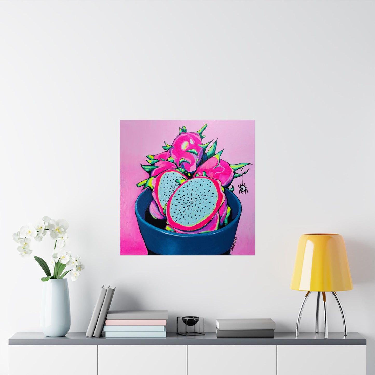 Neon Pink Dragon Fruit Giclée Art Poster