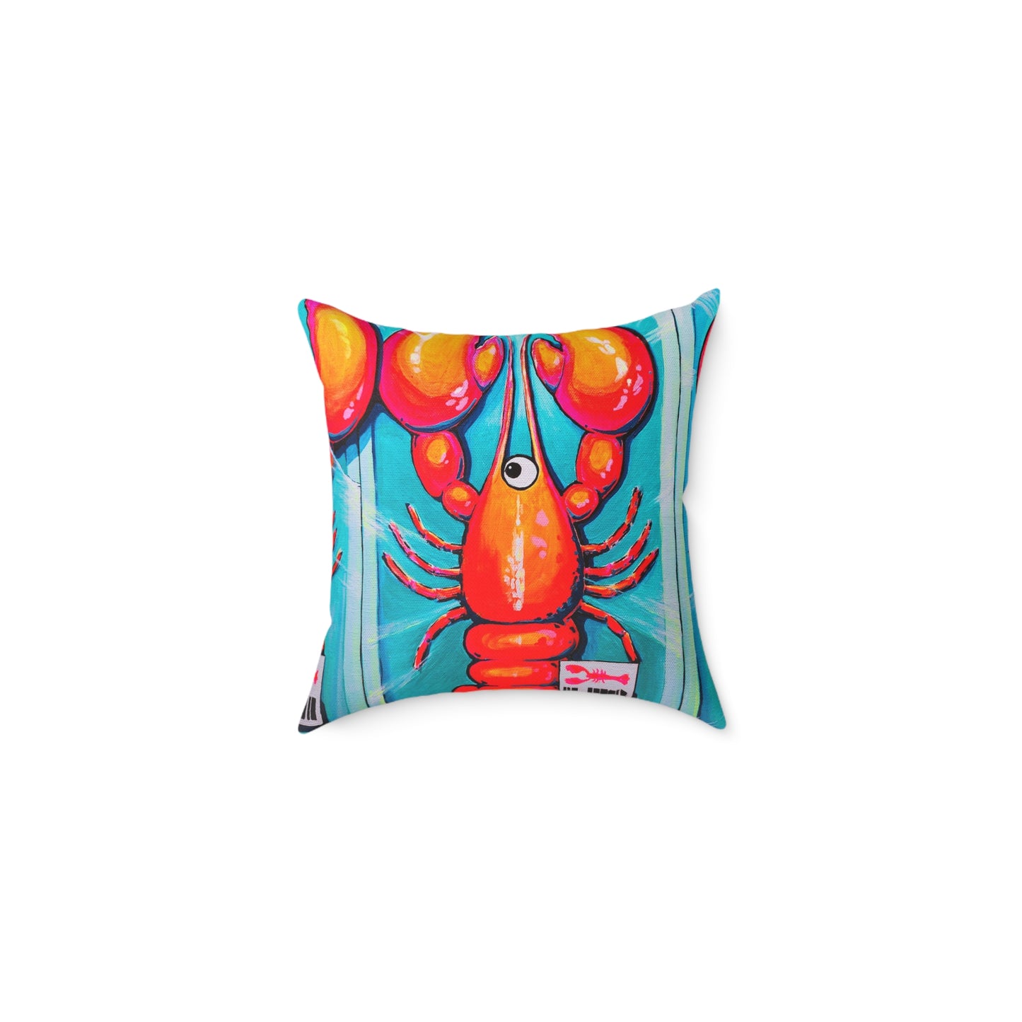 Neon Lobster Art Canvas Decorative Pillow