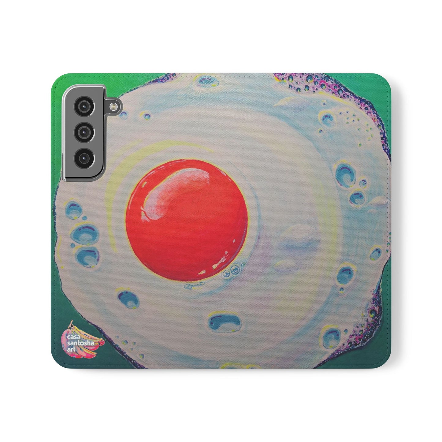 Neon Fried Egg Flip Phone Case – Wallet Cover with Card Slots