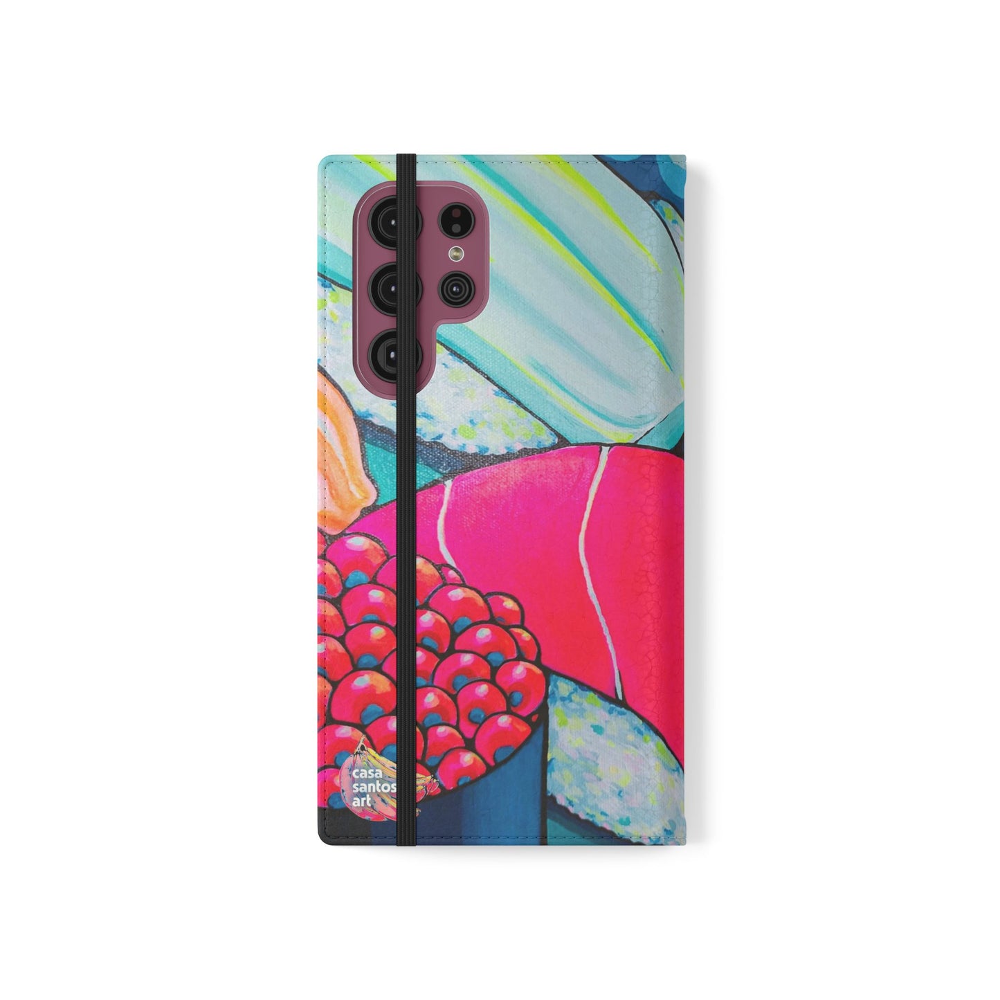 Neon Sushi Flip Phone Case – Wallet Cover with Card Slots