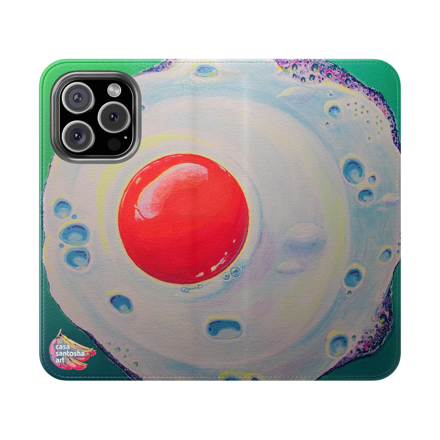 Neon Fried Egg Flip Phone Case – Wallet Cover with Card Slots