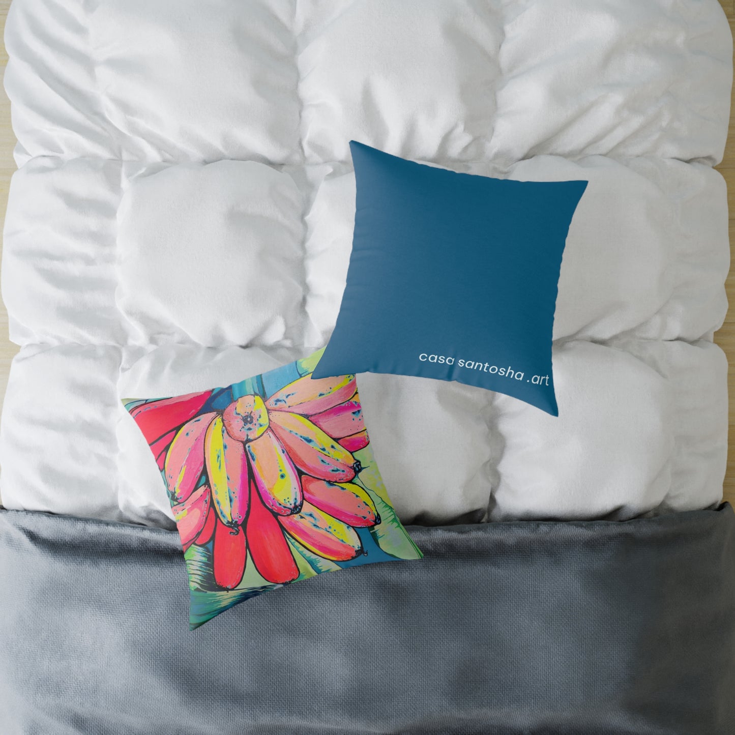Neon Primitivo Bananas Art Canvas Decorative Pillow