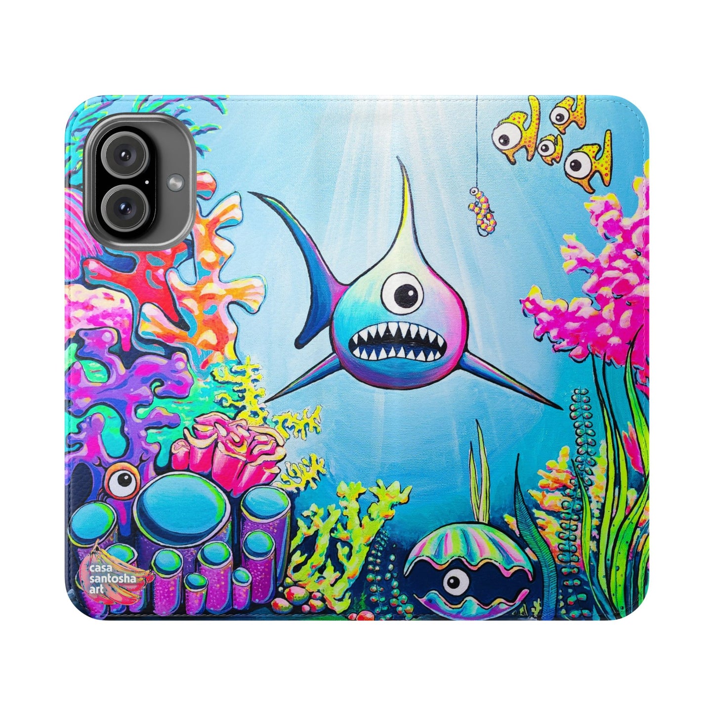 Cyclops Shark Flip Phone Case – Wallet Cover with Card Slots