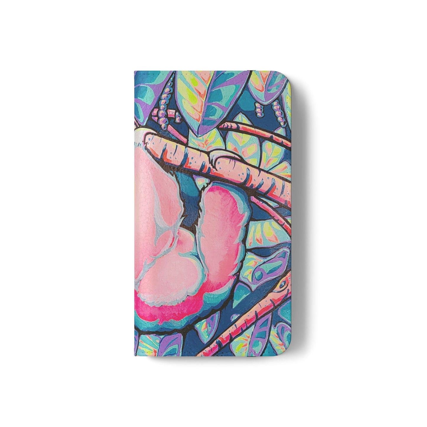 Cyclops Sloth Flip Phone Case – Wallet Cover with Card Slots