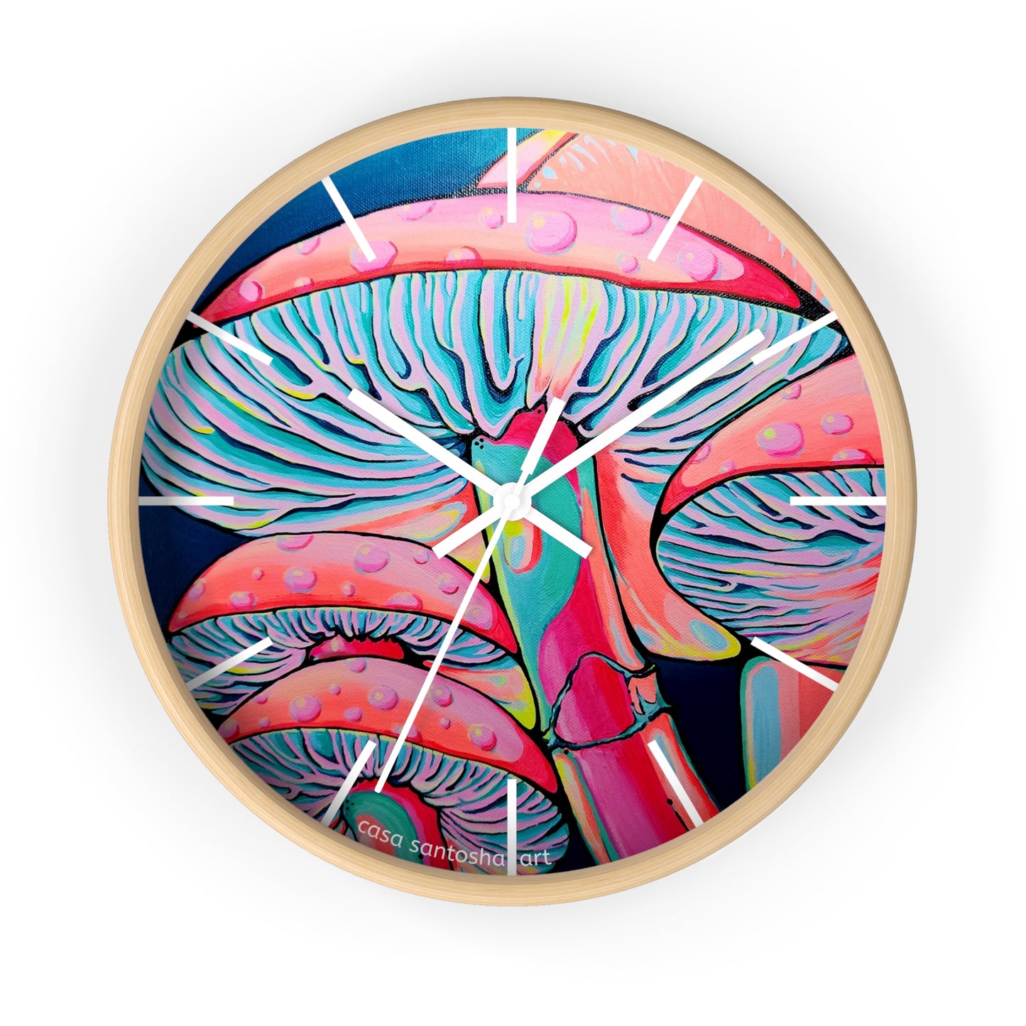 Trippy Mushrooms Pop Art Wall Clock