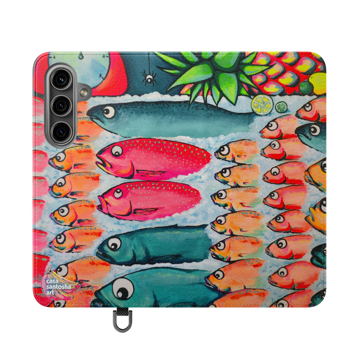 Neon Cabo Fish Market Flip Phone Case – Wallet Cover with Card Slots