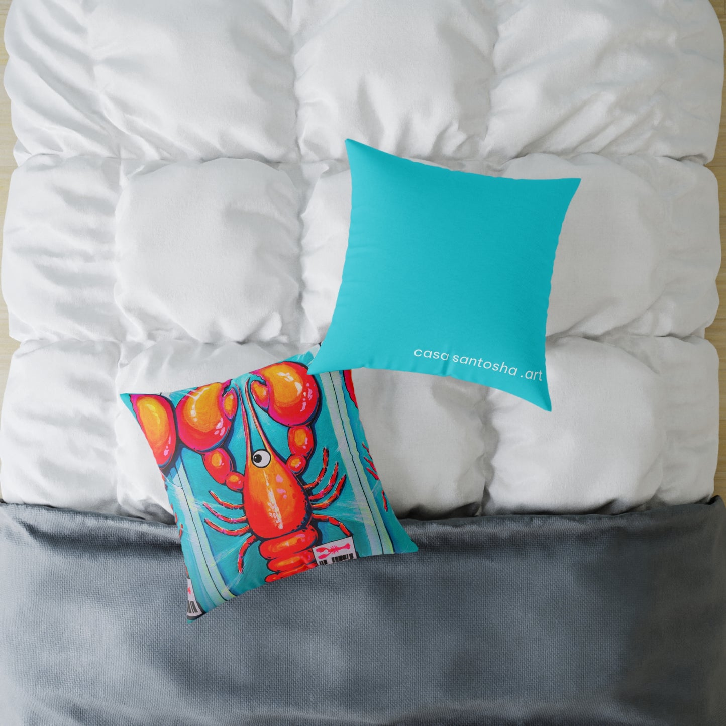 Neon Lobster Art Canvas Decorative Pillow