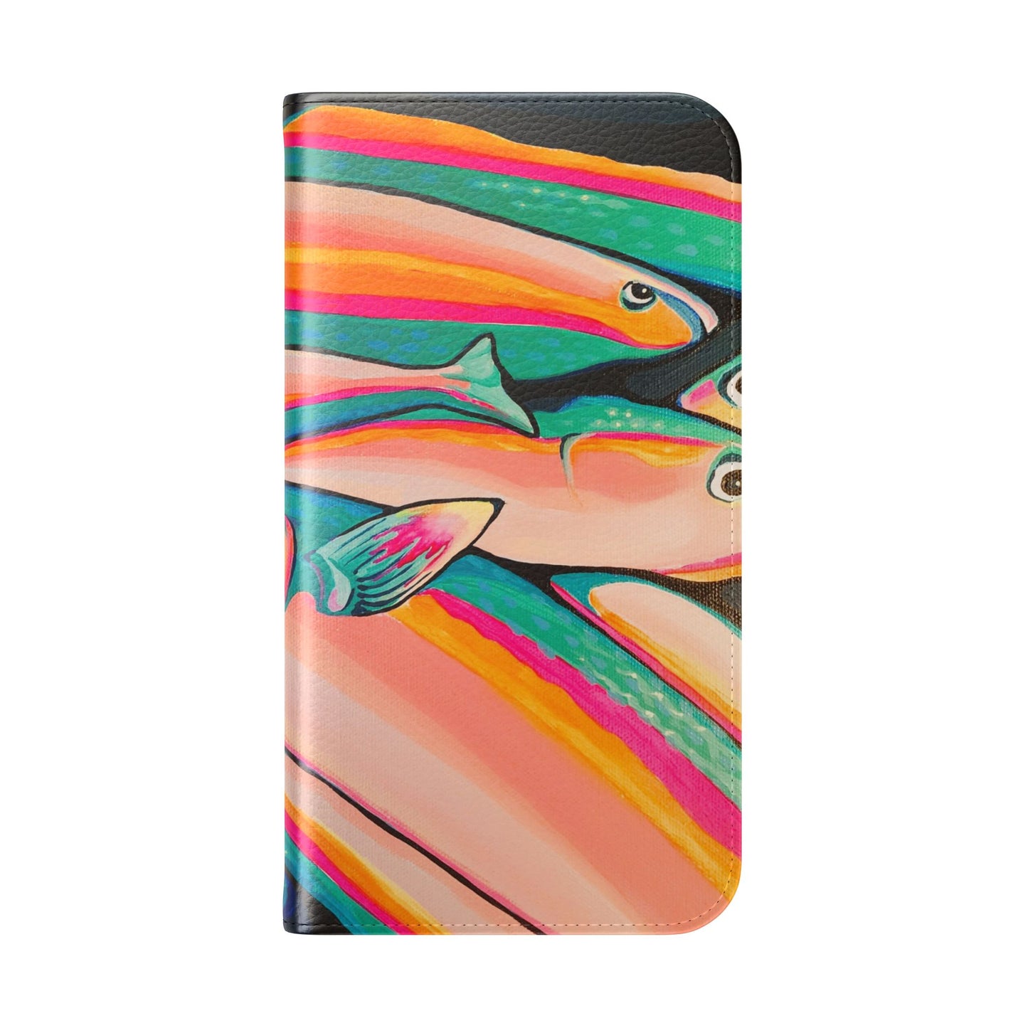 Neon Fish Flip Phone Case – Wallet Cover with Card Slots