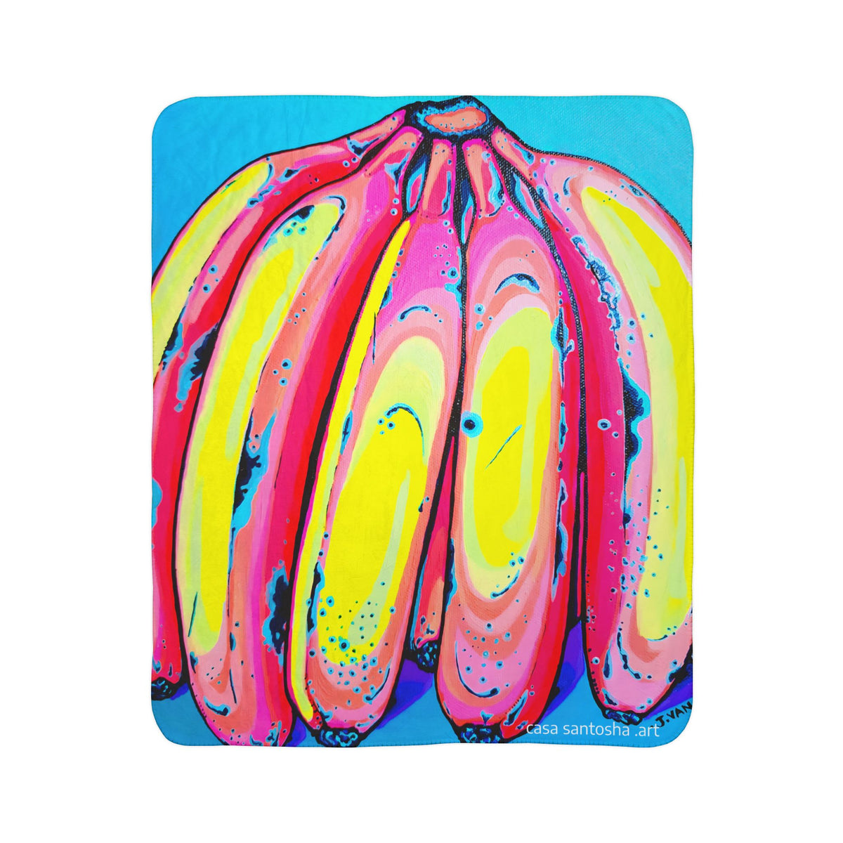 Neon Fat Bananas Fleece Sherpa Blanket
