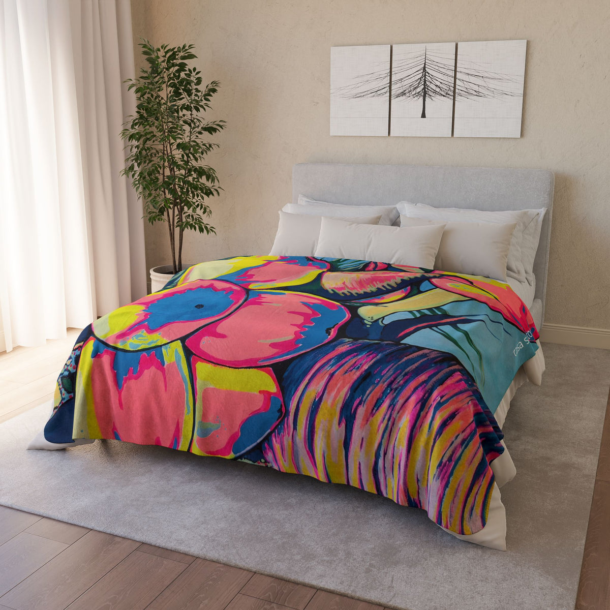 Neon Coconuts Fleece Sherpa Blanket