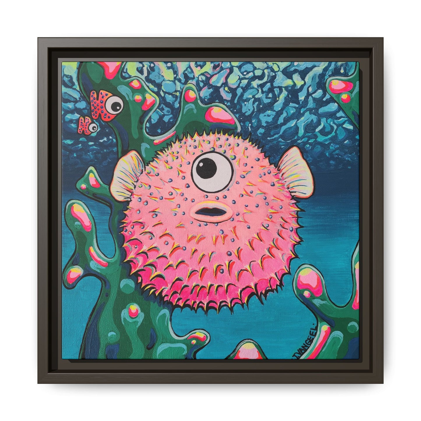 Framed Cyclops Pufferfish Canvas Print