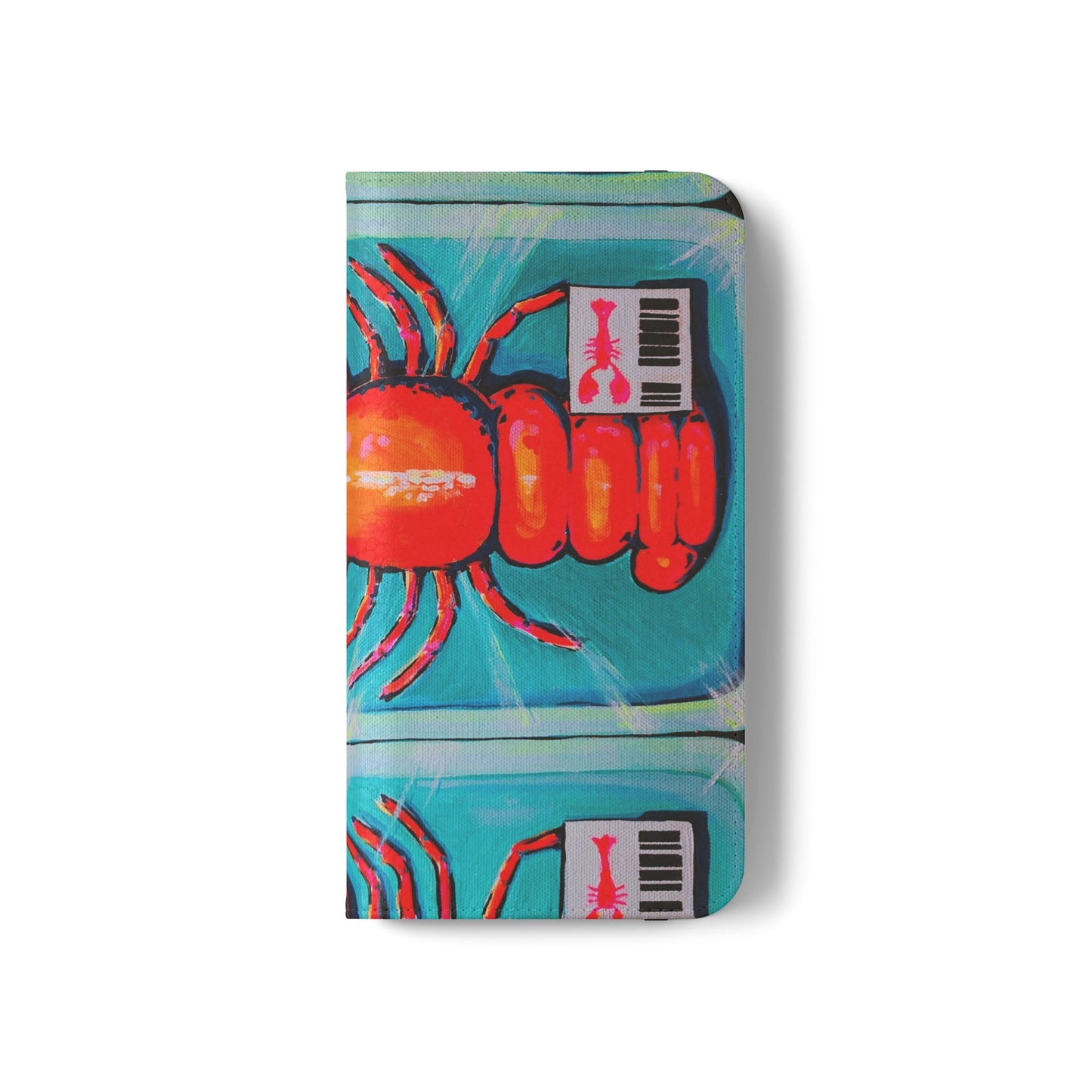Neon Lobster Flip Phone Case – Wallet Cover with Card Slots