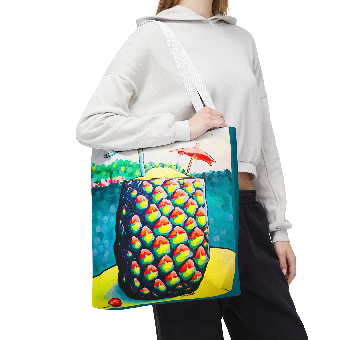 Premium Neon Piña Colada Tote Bag, Original Artist Design, Reusable Shopping Tote,  Eco-Friendly